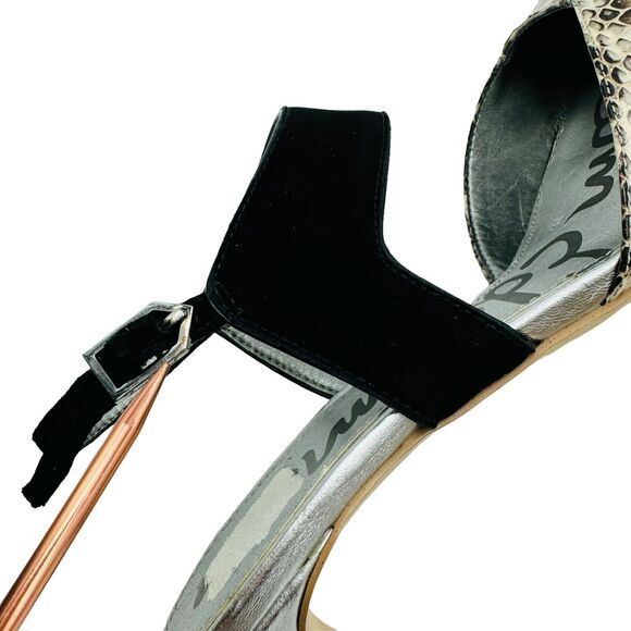 Sam Edelman Ola Slingback Pumps Womens 8.5M Ivory Black Snake Print Pointed Toe - Picture 14 of 16